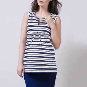 ISABELLA OLIVER Ponte Knit Imogen Sleeveless Maternity Top Blue & White Stripes